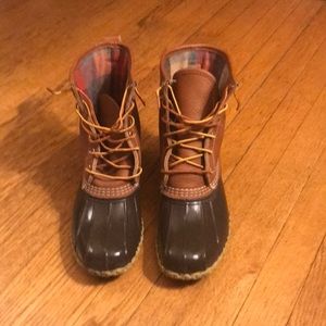 ll bean tumbled leather flannel lined boots